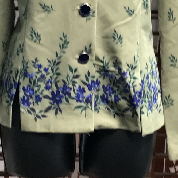 Leslie Fay stylish green and blue button-up jacket w/detailed skirts size 12 - Picture 4 of 8